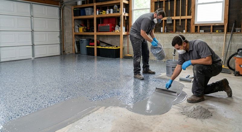 Speckled Garage Floor Painting in Frederick, MD